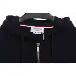 Thom Browne Special Offer Classic Contrast Color Yarn-Dyed Zip-Up Hoodie Black