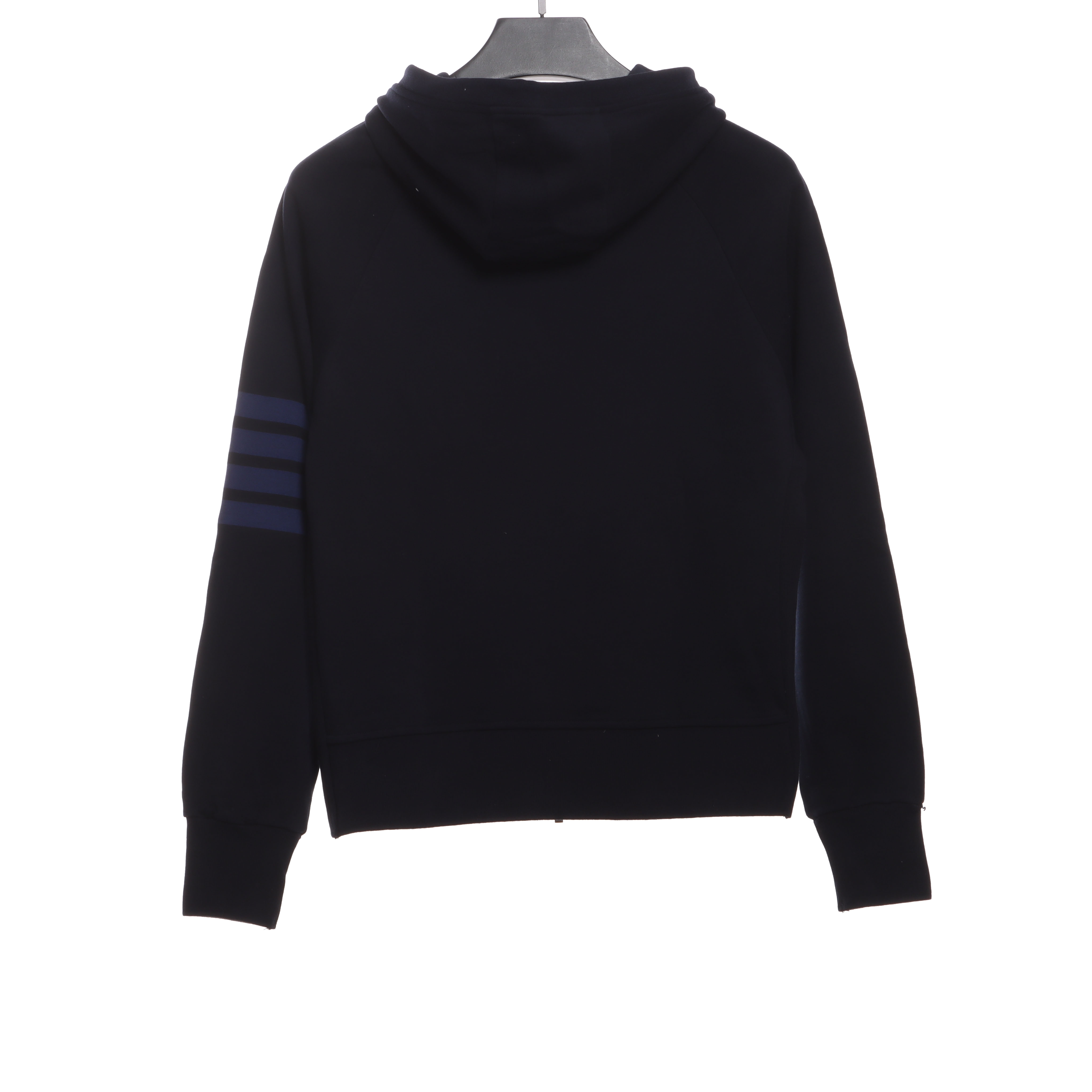 Thom Browne Special Offer Classic Contrast Color Yarn-Dyed Zip-Up Hoodie Black
