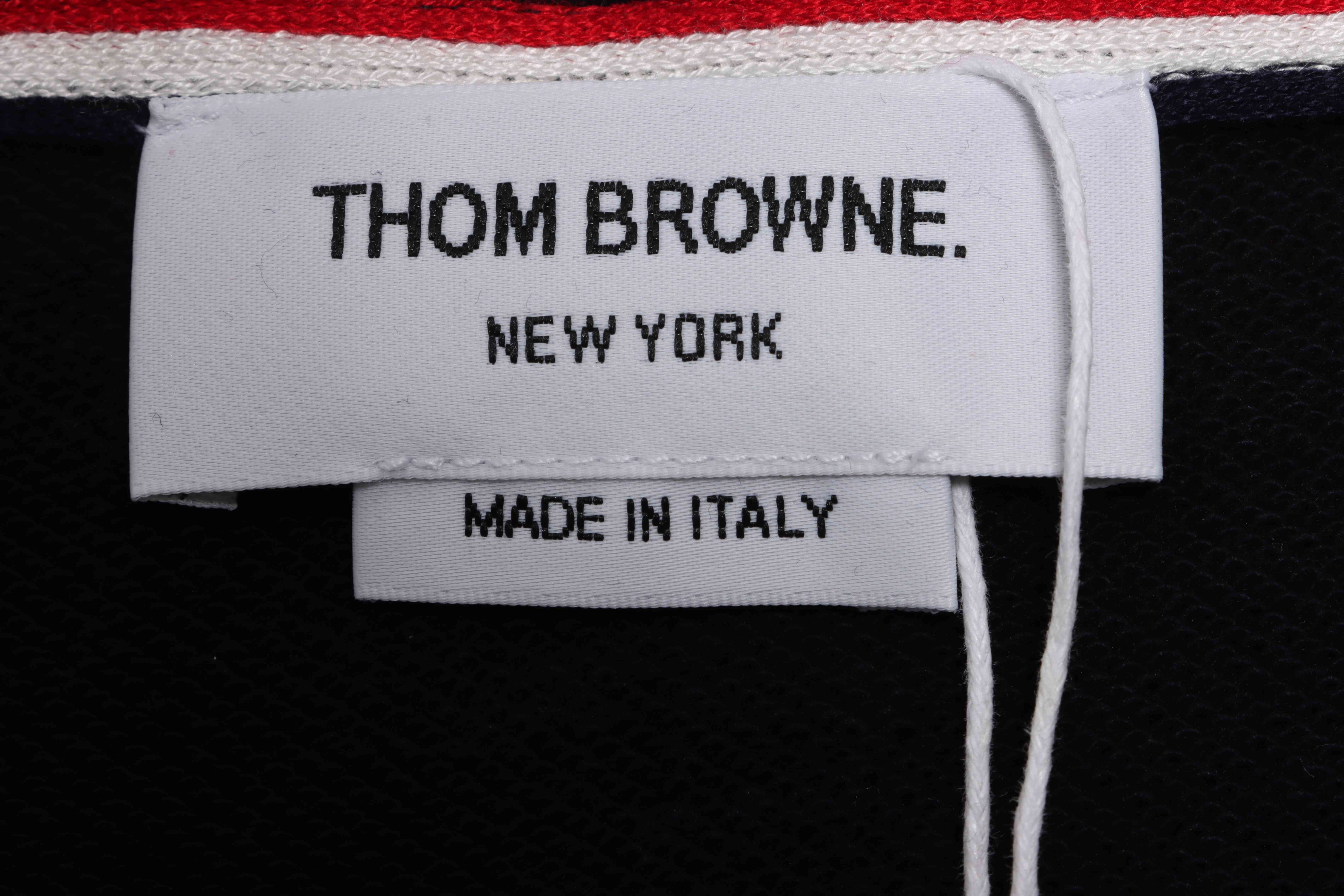Thom Browne Special Offer Classic Contrast Color Yarn-Dyed Zip-Up Hoodie Black