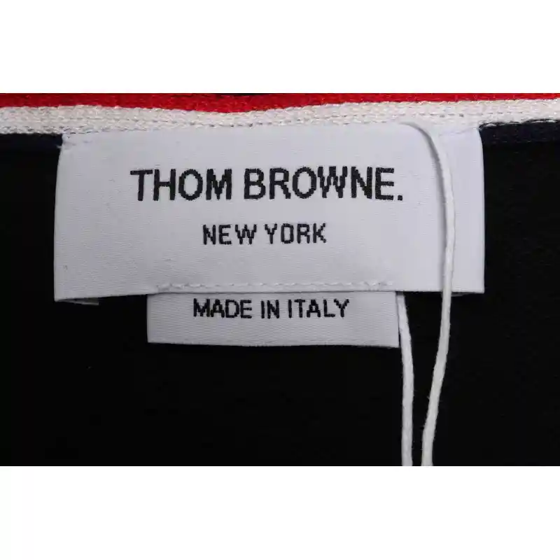 Thom Browne Special Offer Classic Contrast Color Yarn-Dyed Zip-Up Hoodie Black