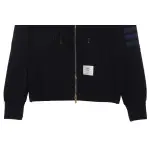 Thom Browne Special Offer Classic Contrast Color Yarn-Dyed Zip-Up Hoodie Black