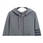 Thom Browne Special Offer Classic Contrast Color Yarn-Dyed Zip-Up Hoodie Grey