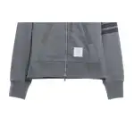 Thom Browne Special Offer Classic Contrast Color Yarn-Dyed Zip-Up Hoodie Grey