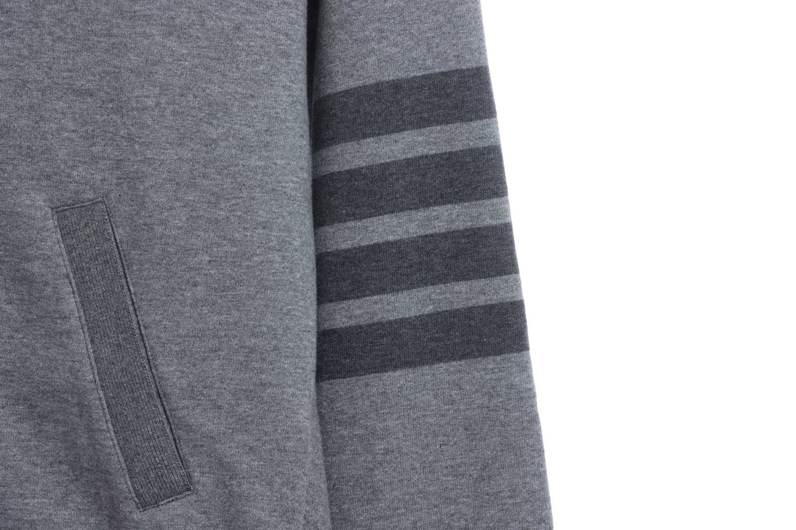 Thom Browne Special Offer Classic Contrast Color Yarn-Dyed Zip-Up Hoodie Grey