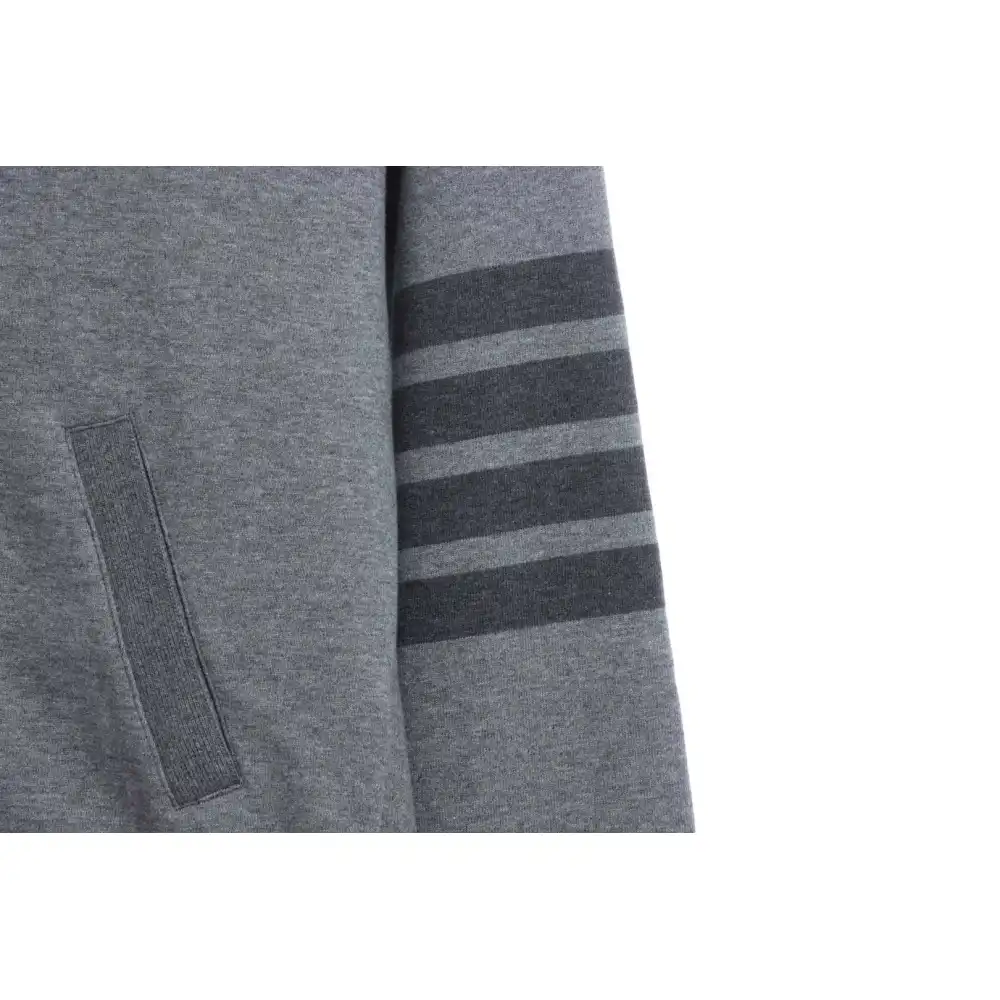 Thom Browne Special Offer Classic Contrast Color Yarn-Dyed Zip-Up Hoodie Grey