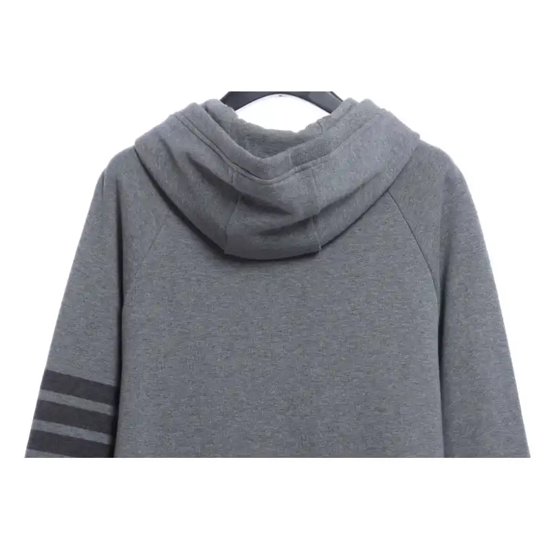 Thom Browne Special Offer Classic Contrast Color Yarn-Dyed Zip-Up Hoodie Grey
