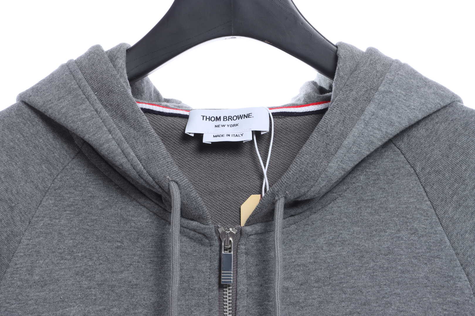Thom Browne Special Offer Classic Contrast Color Yarn-Dyed Zip-Up Hoodie Grey