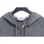 Thom Browne Special Offer Classic Contrast Color Yarn-Dyed Zip-Up Hoodie Grey