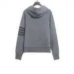 Thom Browne Special Offer Classic Contrast Color Yarn-Dyed Zip-Up Hoodie Grey