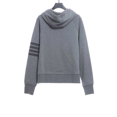 Thom Browne Special Offer Classic Contrast Color Yarn-Dyed Zip-Up Hoodie Grey 02
