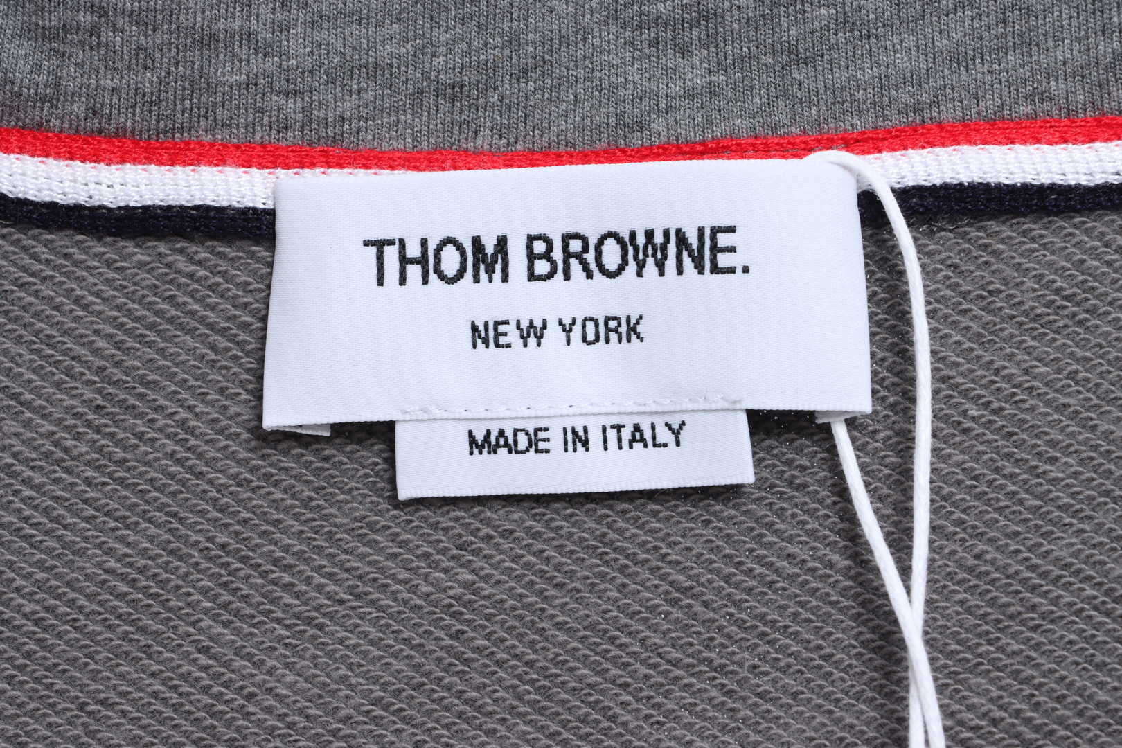 Thom Browne Special Offer Classic Contrast Color Yarn-Dyed Zip-Up Hoodie Grey