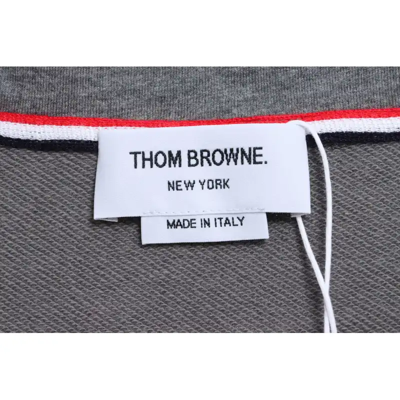 Thom Browne Special Offer Classic Contrast Color Yarn-Dyed Zip-Up Hoodie Grey