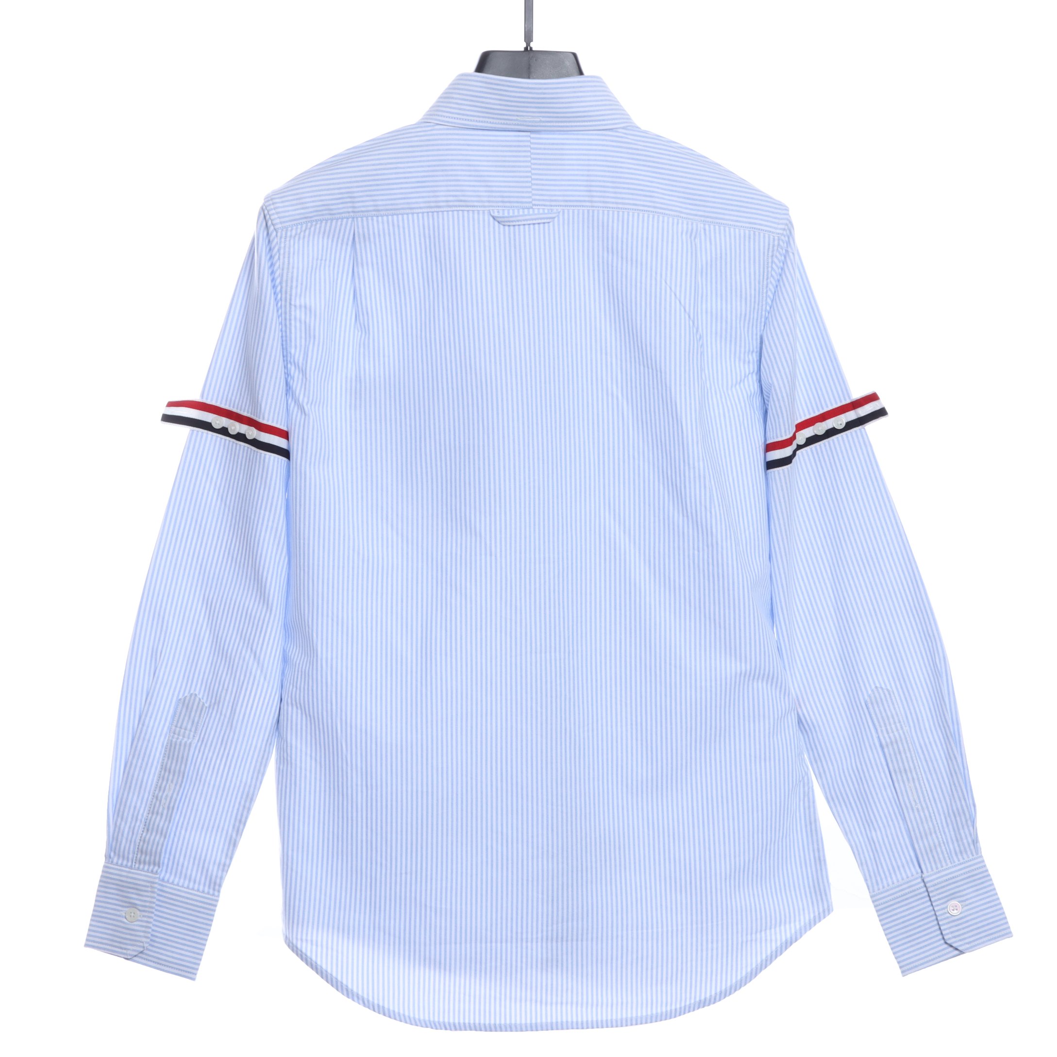 Thom Browne Special Offer Three-Stripe Webbing Blend Long-Seeved Shirt Blue