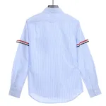 Thom Browne Special Offer Three-Stripe Webbing Blend Long-Seeved Shirt Blue