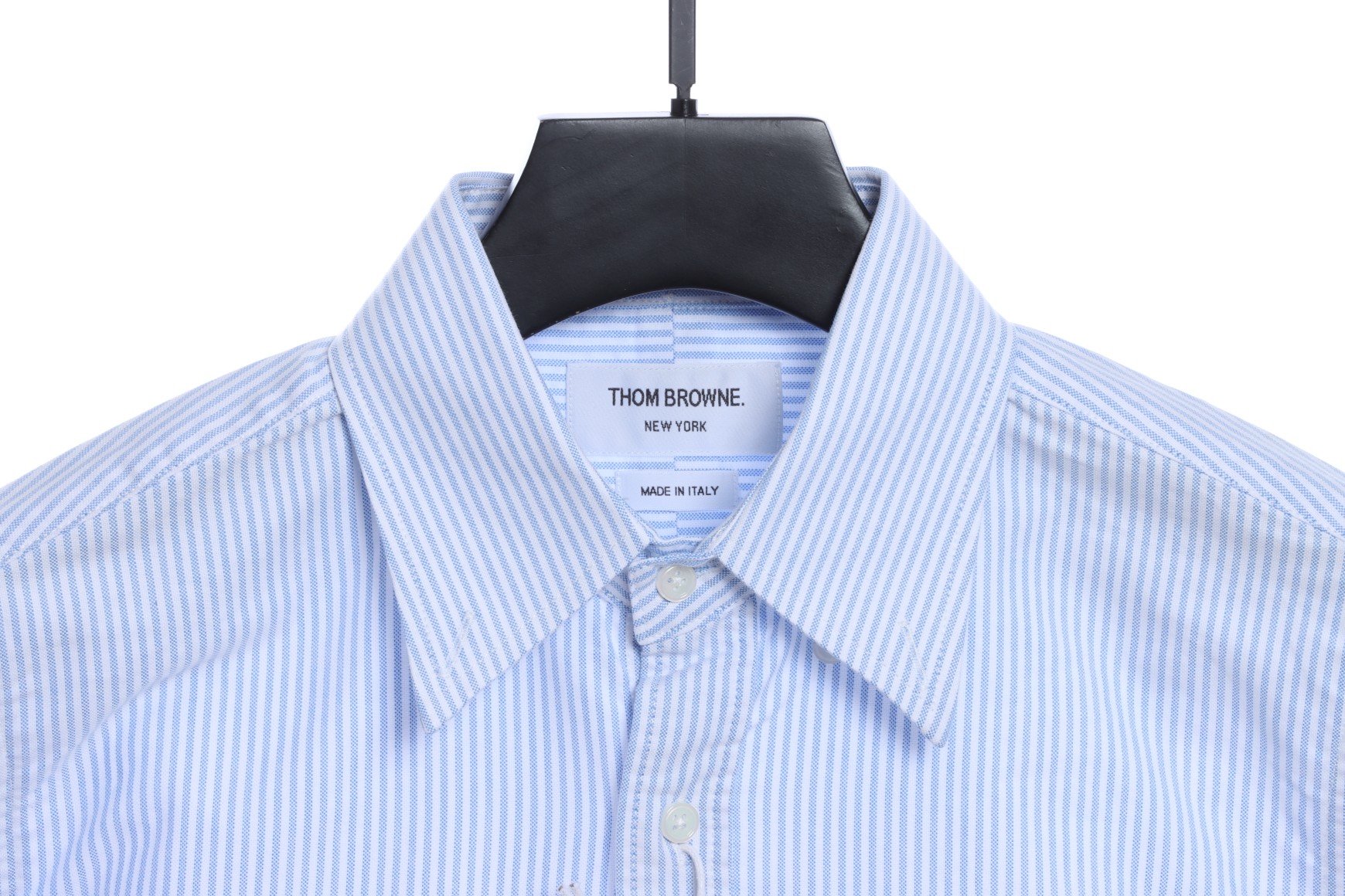 Thom Browne Special Offer Three-Stripe Webbing Blend Long-Seeved Shirt Blue