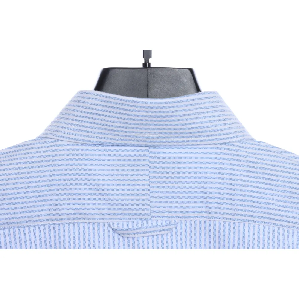 Thom Browne Special Offer Three-Stripe Webbing Blend Long-Seeved Shirt Blue