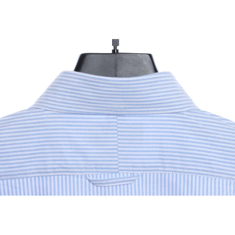 Thom Browne Special Offer Three-Stripe Webbing Blend Long-Seeved Shirt Blue