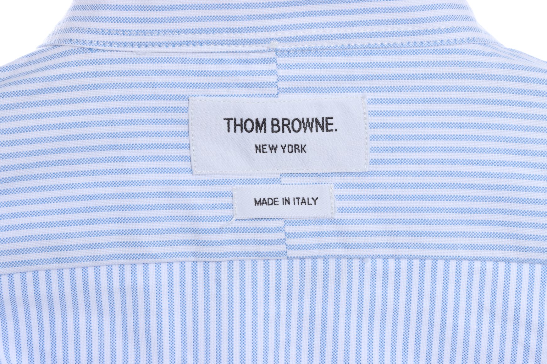 Thom Browne Special Offer Three-Stripe Webbing Blend Long-Seeved Shirt Blue