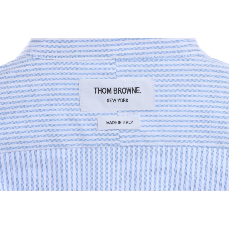 Thom Browne Special Offer Three-Stripe Webbing Blend Long-Seeved Shirt Blue