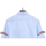 Thom Browne Special Offer Three-Stripe Webbing Blend Long-Seeved Shirt Blue