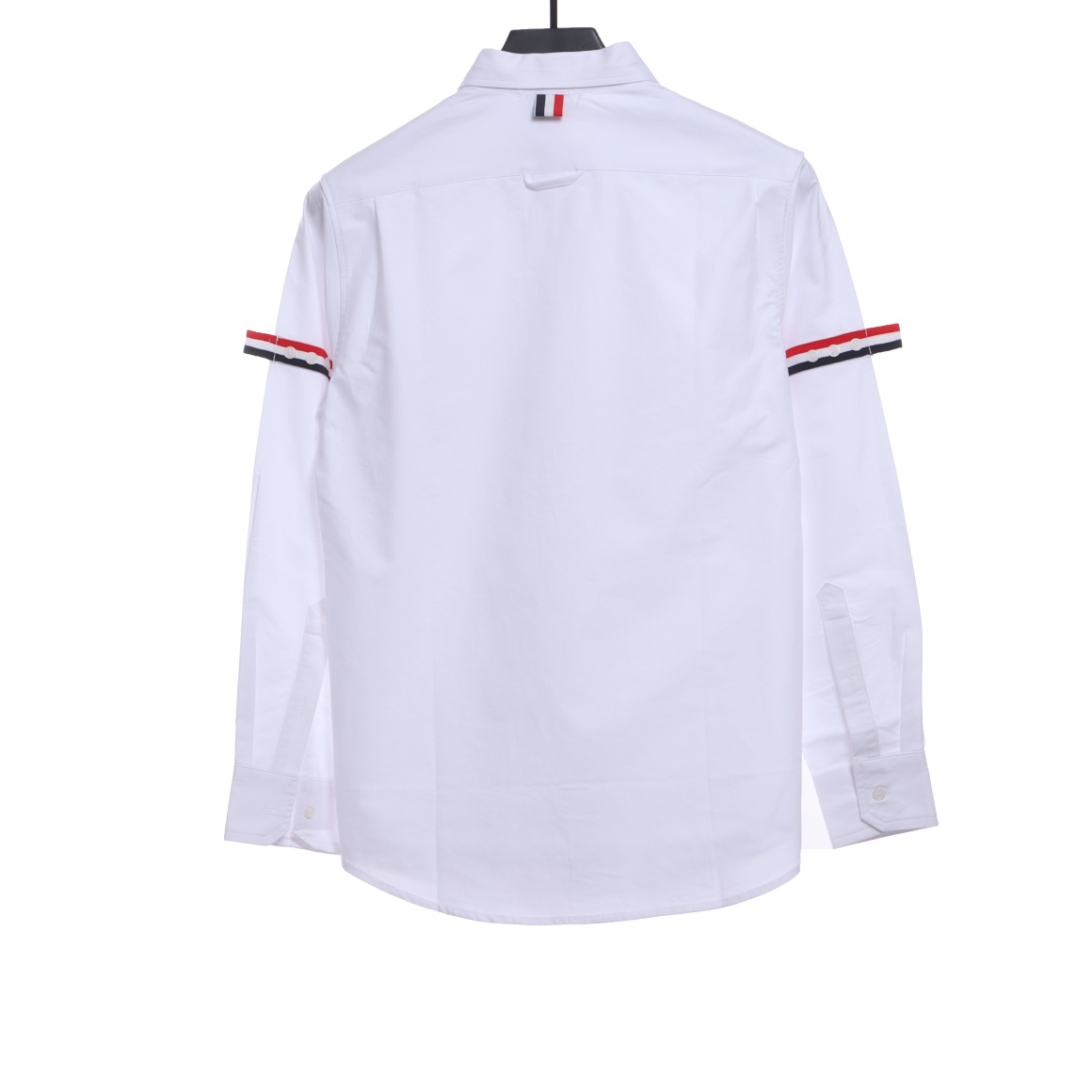 Thom Browne Special Offer Three-Stripe Webbing Blend Long-Seeved Shirt White