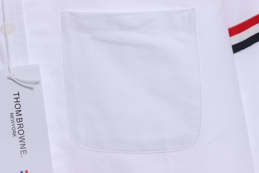 Thom Browne Special Offer Three-Stripe Webbing Blend Long-Seeved Shirt White