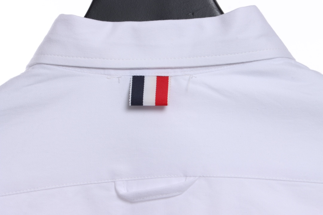 Thom Browne Special Offer Three-Stripe Webbing Blend Long-Seeved Shirt White