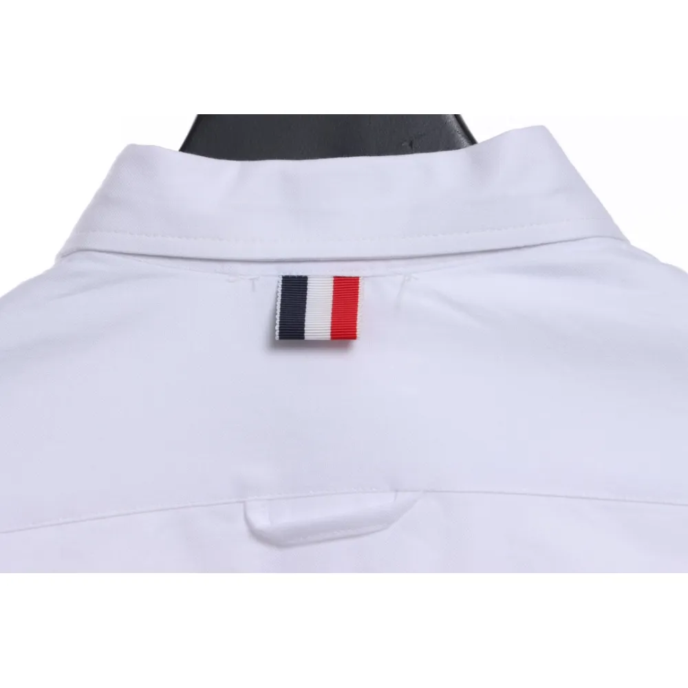 Thom Browne Special Offer Three-Stripe Webbing Blend Long-Seeved Shirt White