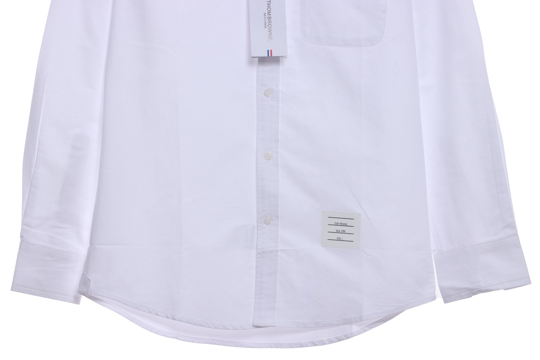 Thom Browne Special Offer Three-Stripe Webbing Blend Long-Seeved Shirt White