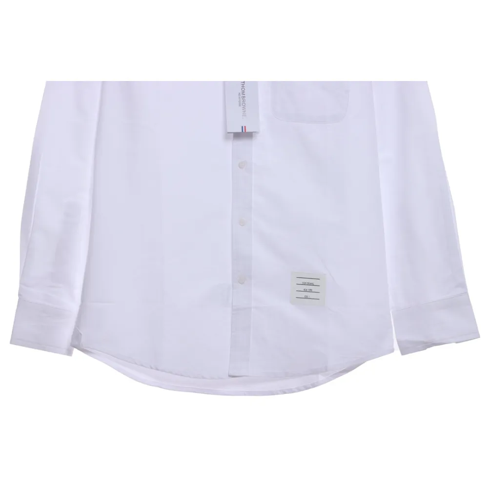 Thom Browne Special Offer Three-Stripe Webbing Blend Long-Seeved Shirt White