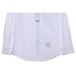 Thom Browne Special Offer Three-Stripe Webbing Blend Long-Seeved Shirt White