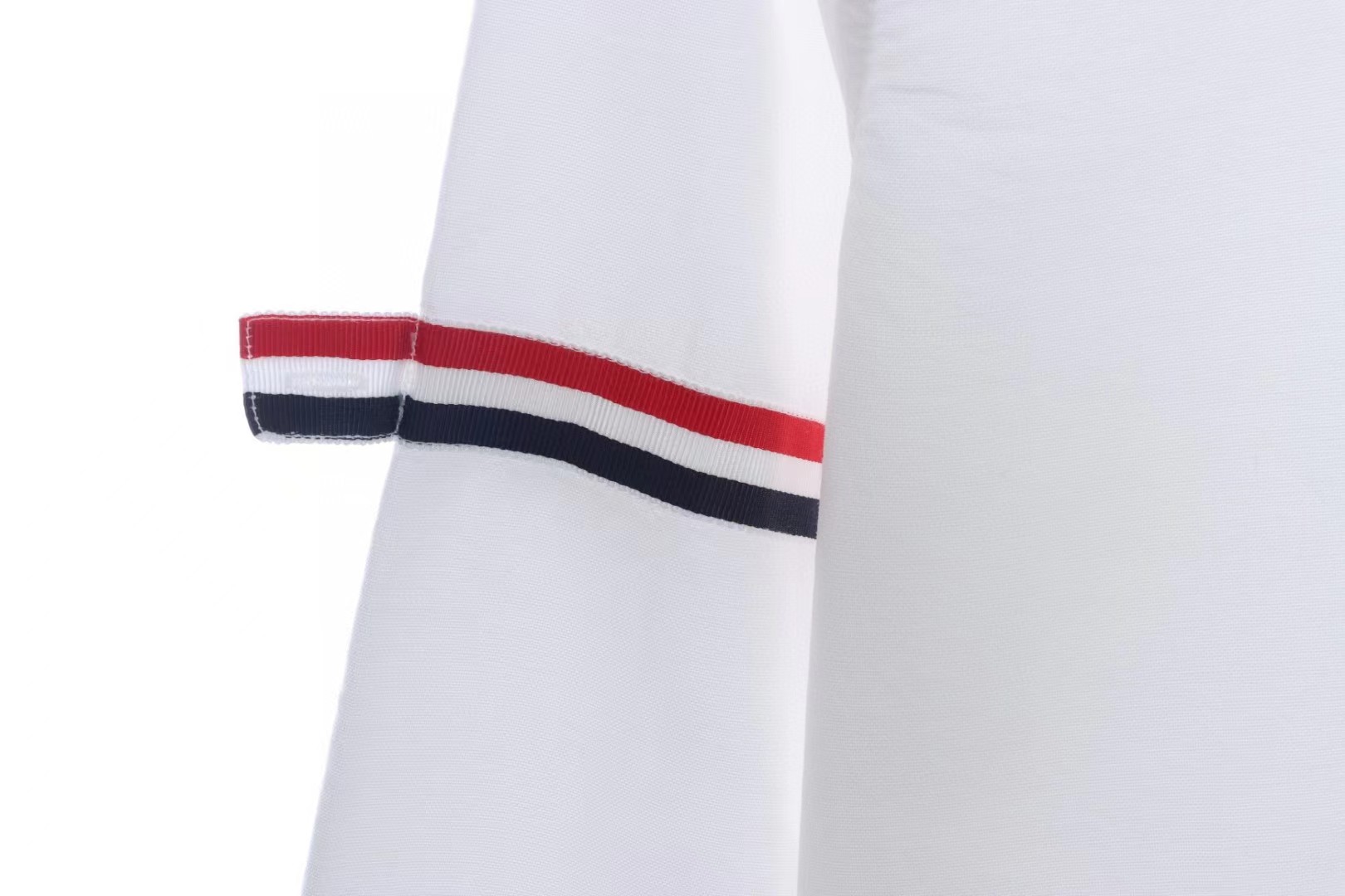 Thom Browne Special Offer Three-Stripe Webbing Blend Long-Seeved Shirt White