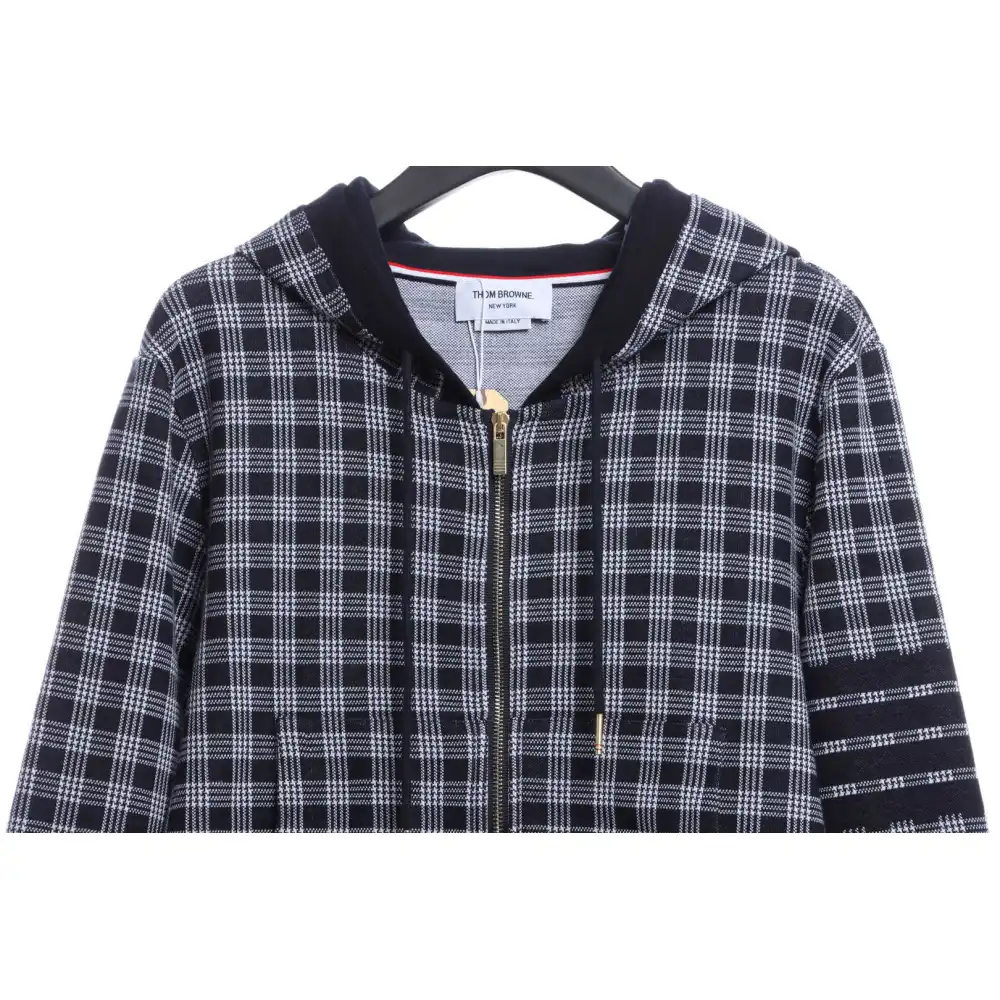 Thom Browne Special Price Jacquard Zip Hoodie Blue