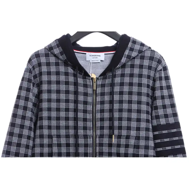 Thom Browne Special Price Jacquard Zip Hoodie Blue