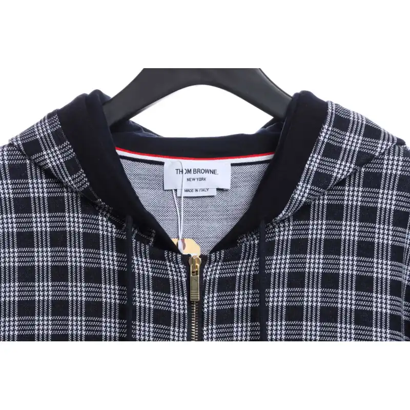 Thom Browne Special Price Jacquard Zip Hoodie Blue