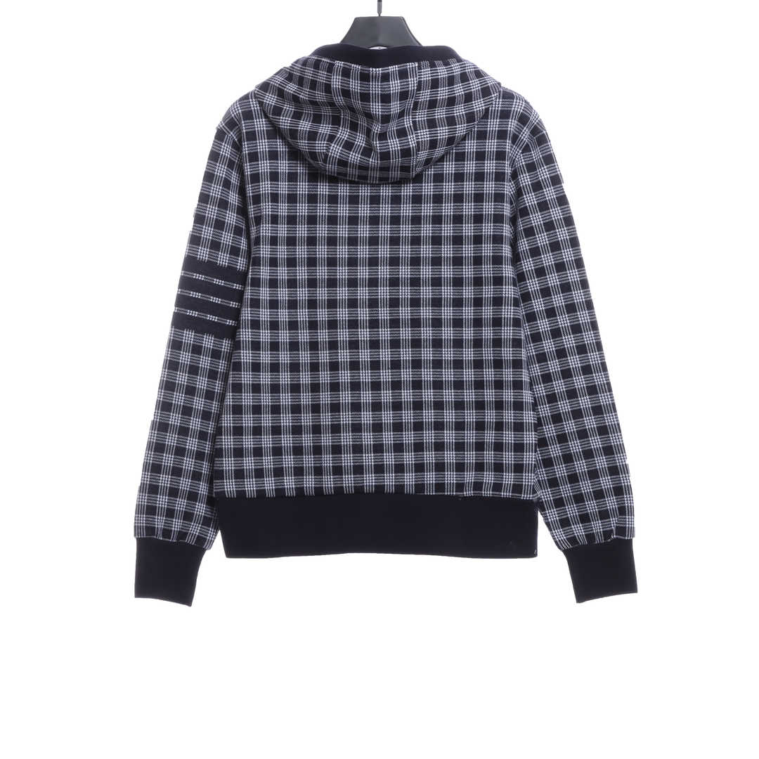 Thom Browne Special Price Jacquard Zip Hoodie Blue