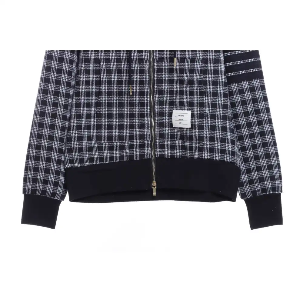 Thom Browne Special Price Jacquard Zip Hoodie Blue