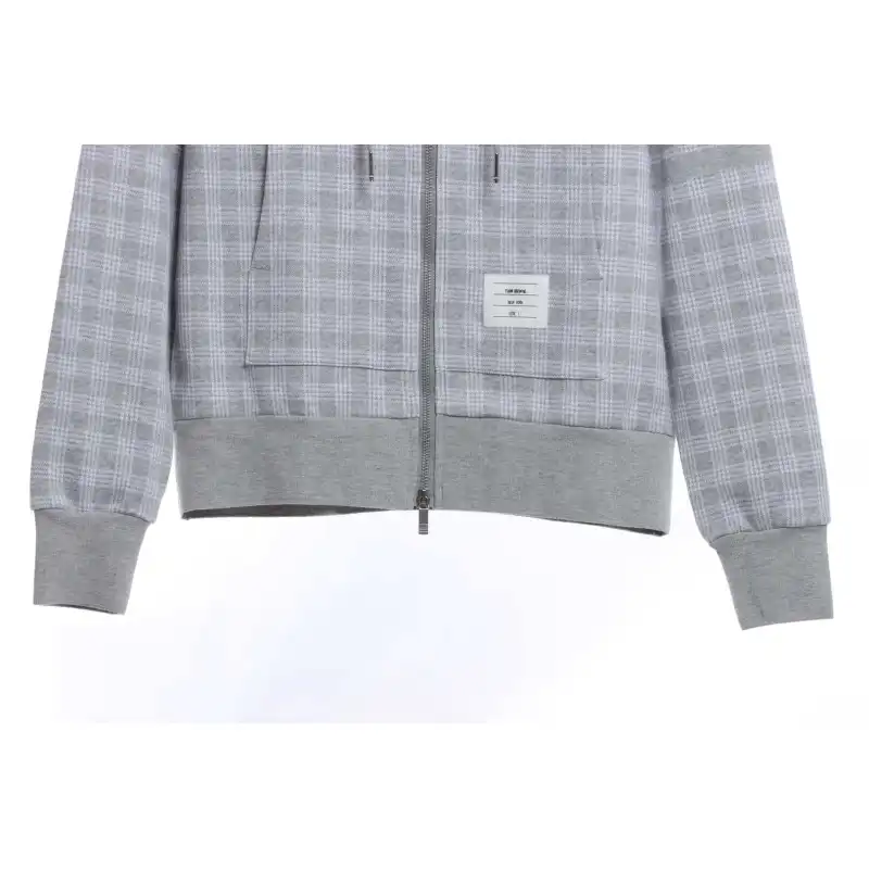 Thom Browne Special Price Jacquard Zip Hoodie Grey