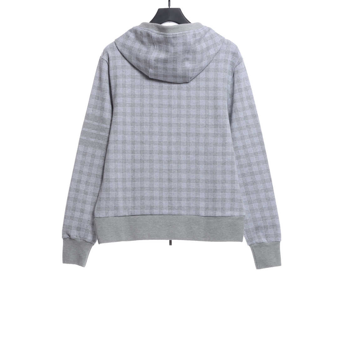 Thom Browne Special Price Jacquard Zip Hoodie Grey