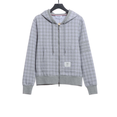 Thom Browne Special Price Jacquard Zip Hoodie Grey 01