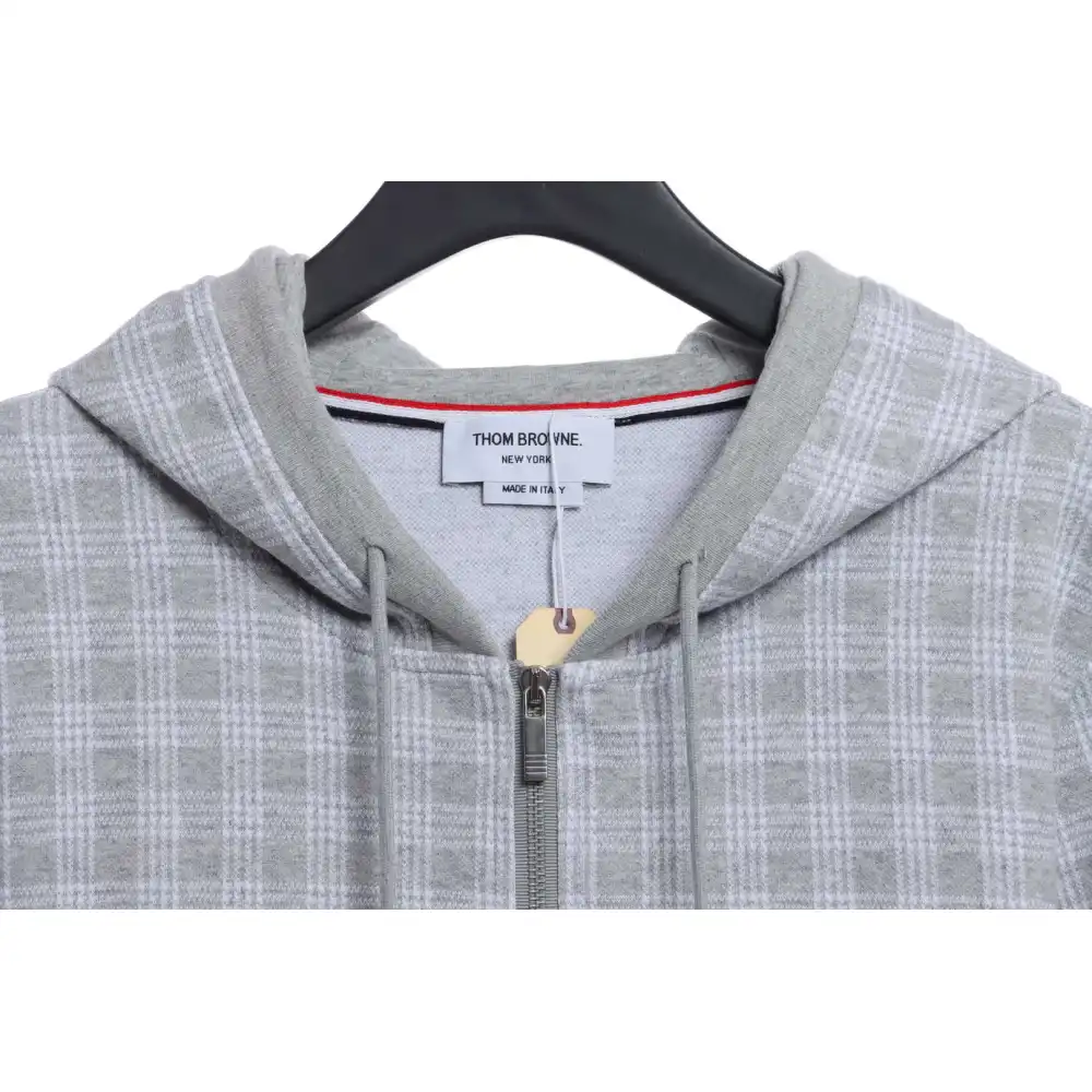 Thom Browne Special Price Jacquard Zip Hoodie Grey
