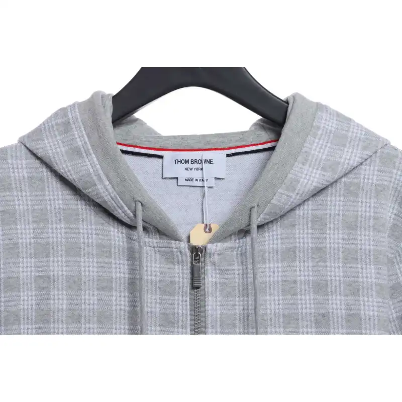 Thom Browne Special Price Jacquard Zip Hoodie Grey