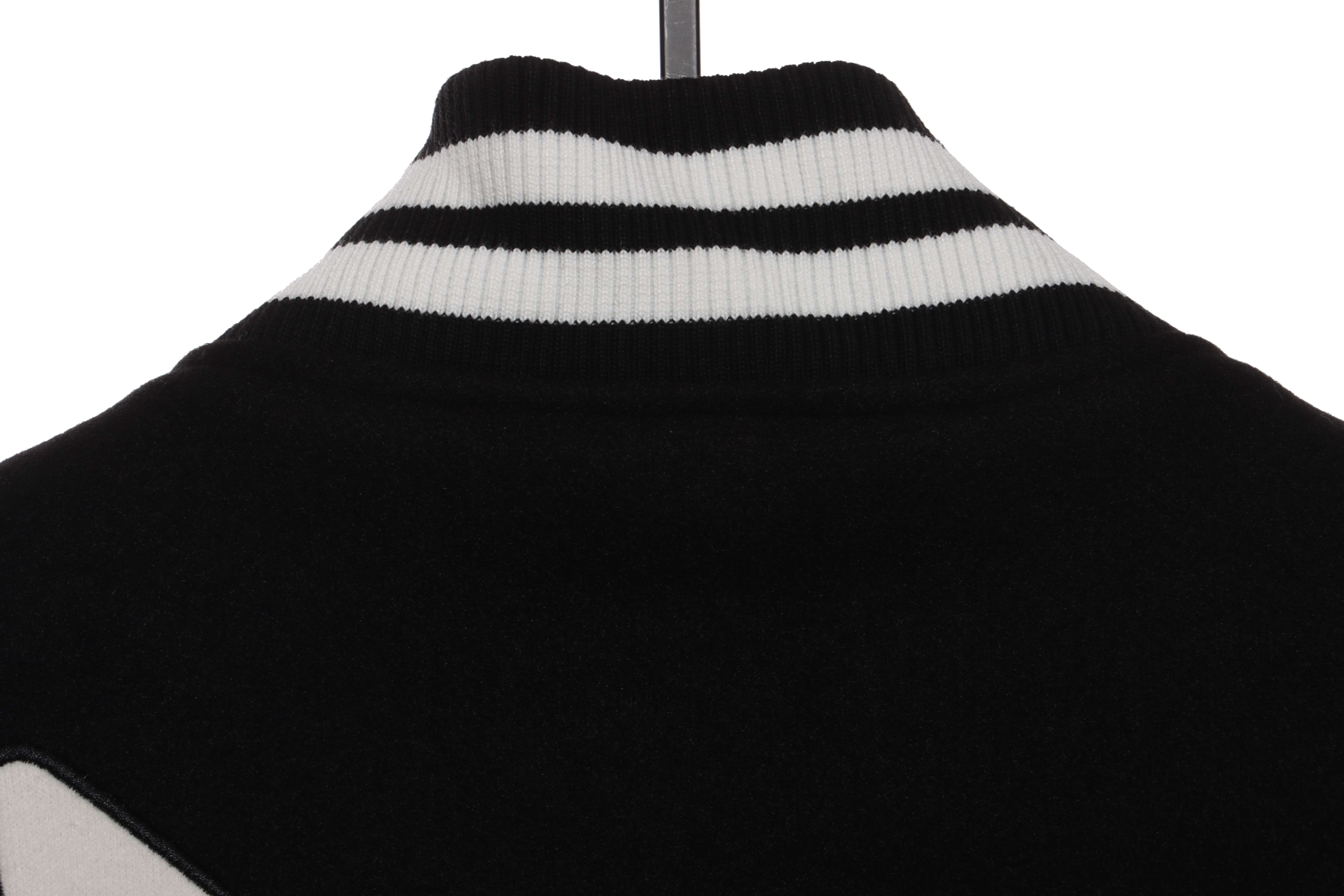 (Special Offer) Burberry 3D Towel Embroidery Baseball Jacket Black