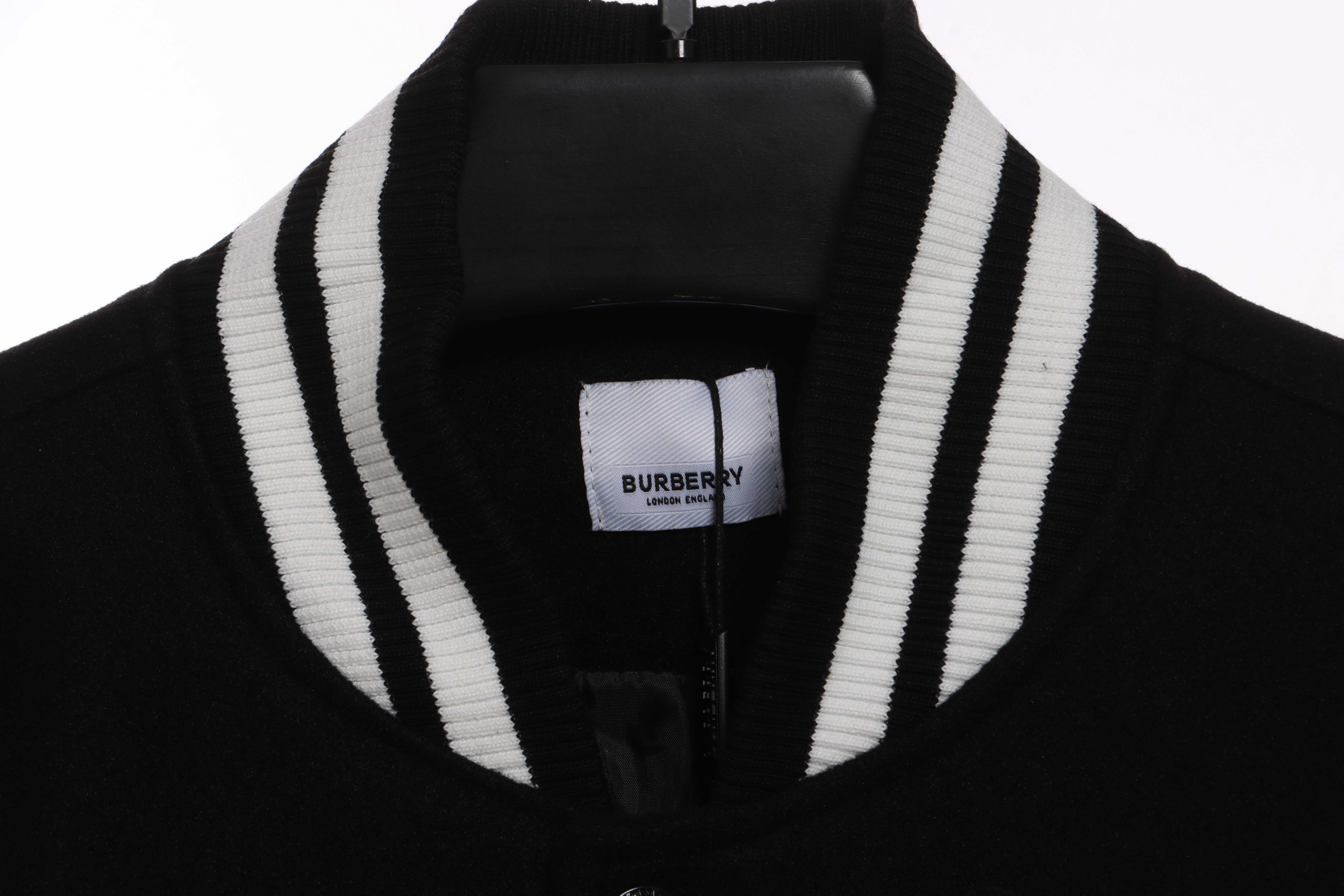 (Special Offer) Burberry 3D Towel Embroidery Baseball Jacket Black