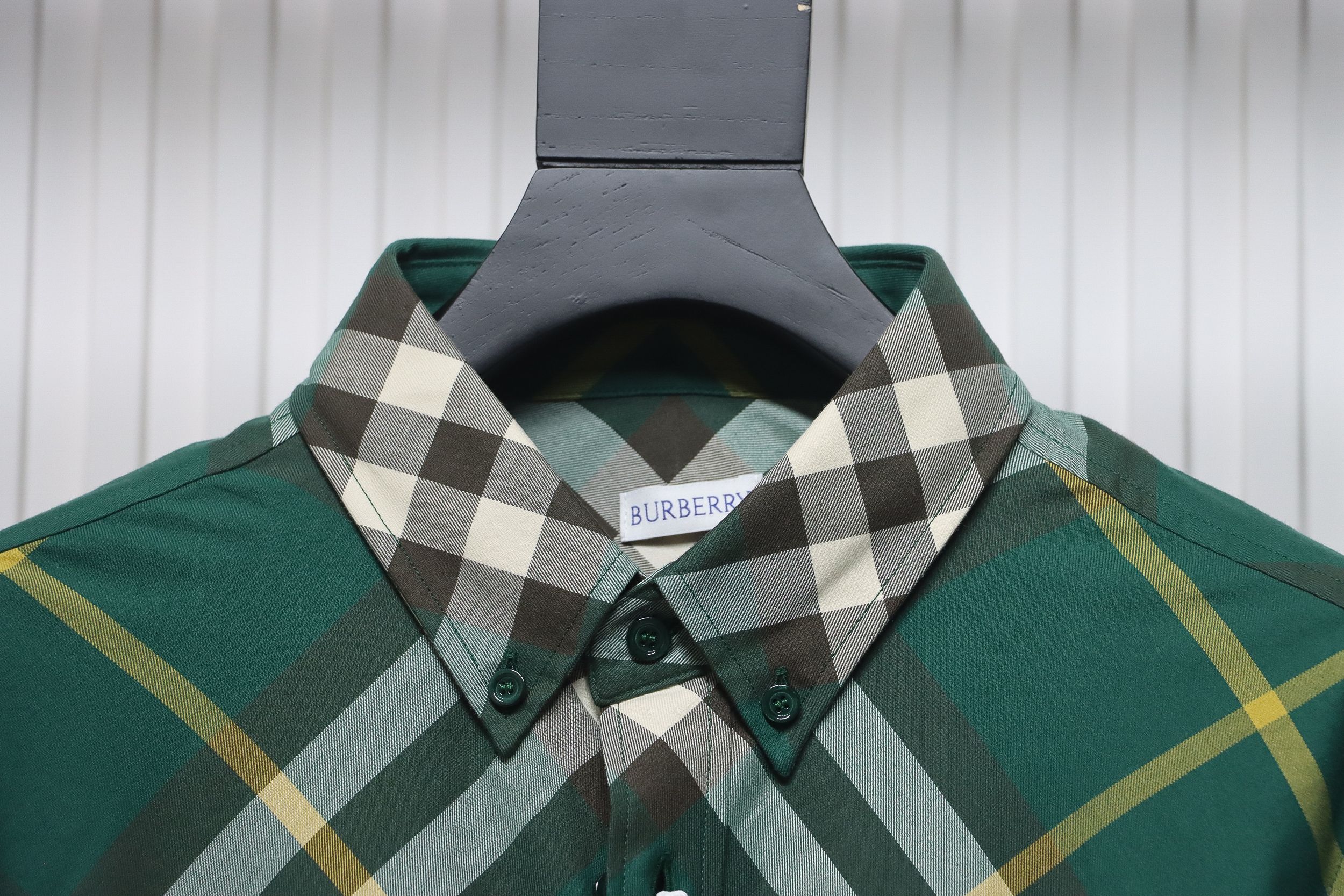 Burberry 24Fw Large Check Cotton Shirt Green