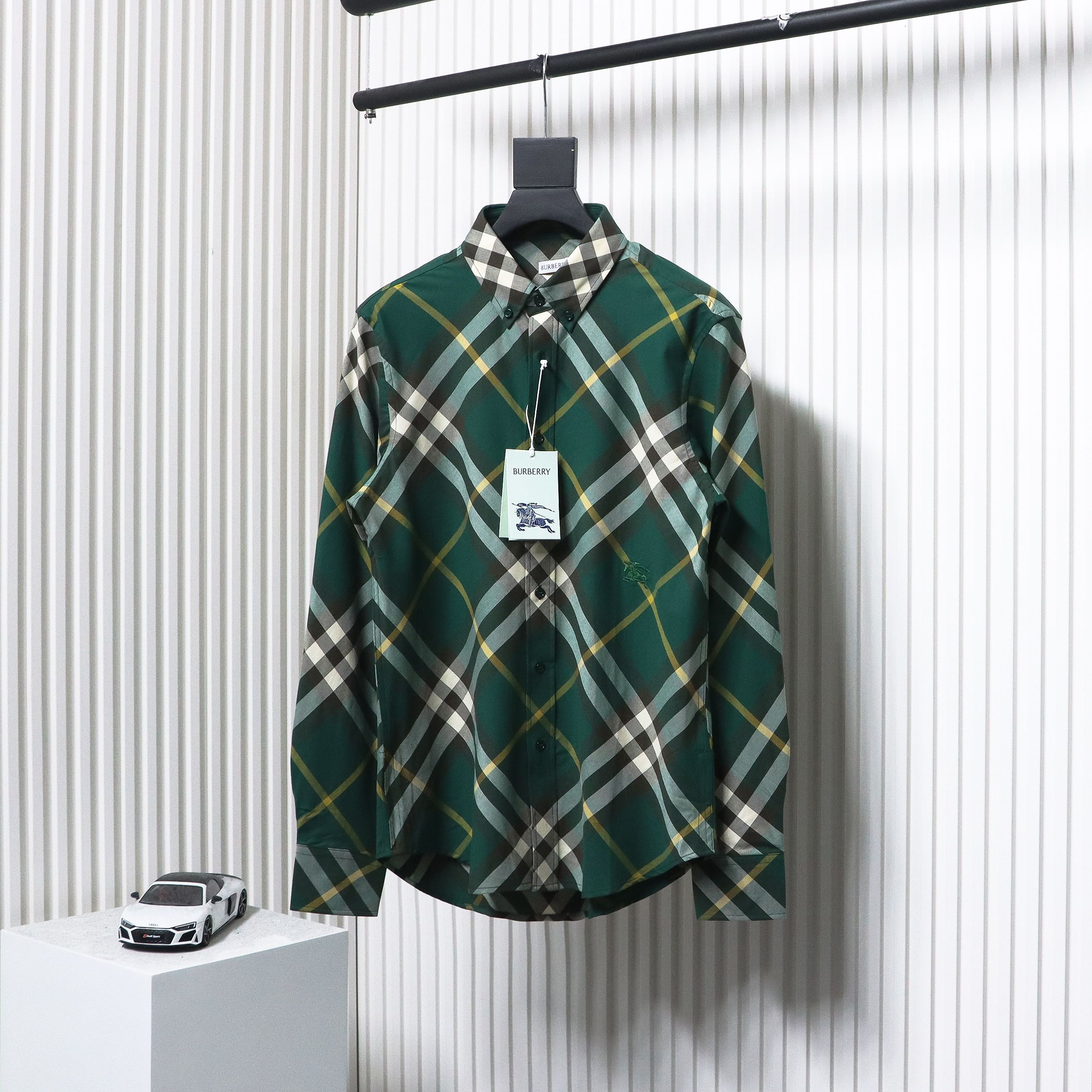 Burberry 24Fw Large Check Cotton Shirt Green