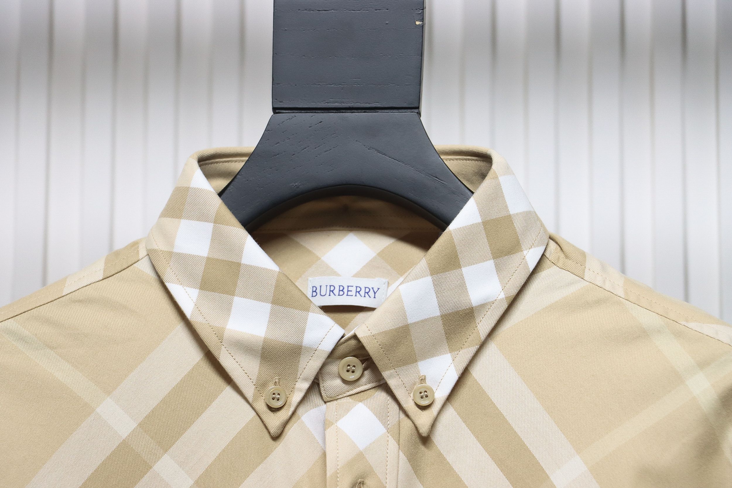 Burberry 24Fw Large Check Cotton Shirt Yellow