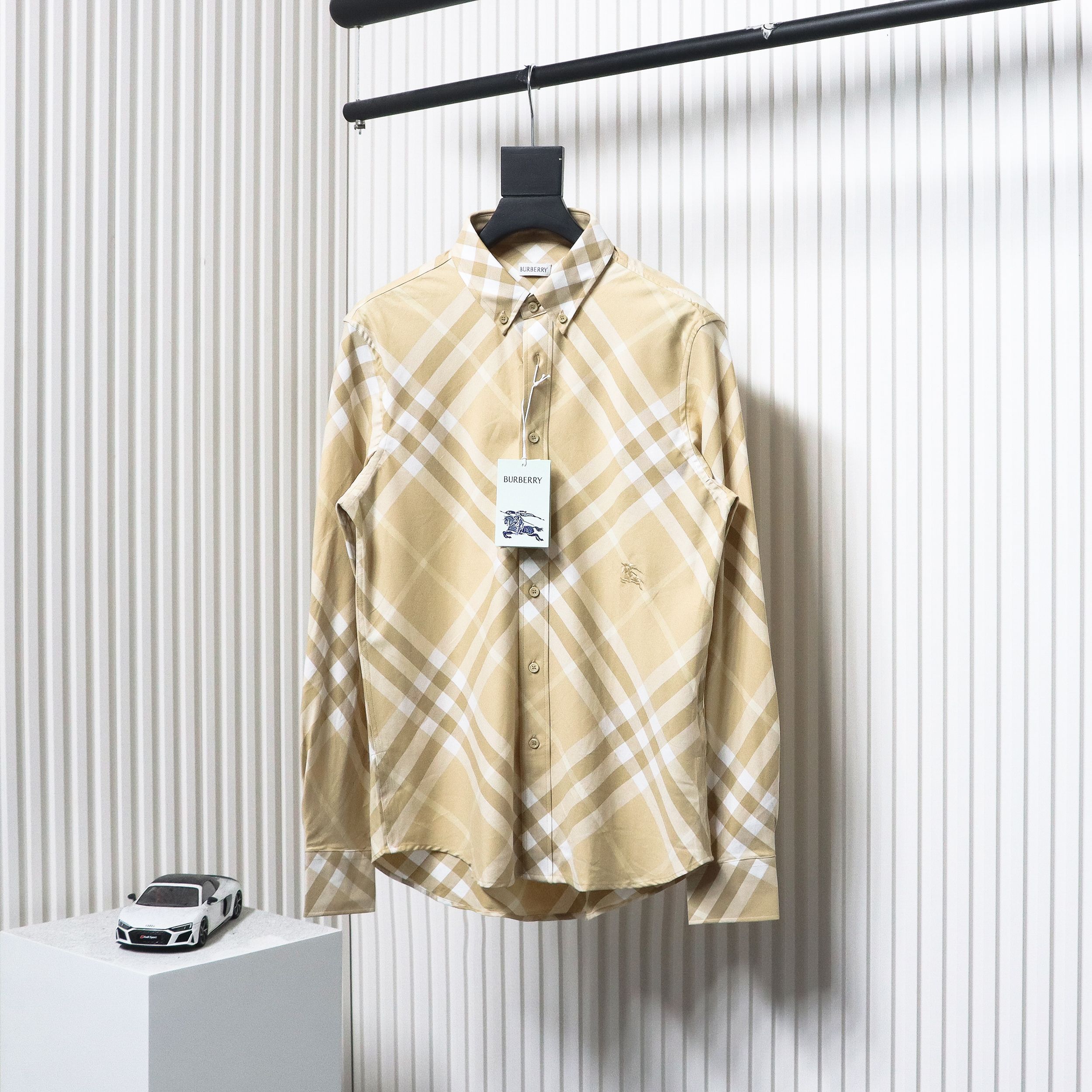 Burberry 24Fw Large Check Cotton Shirt Yellow