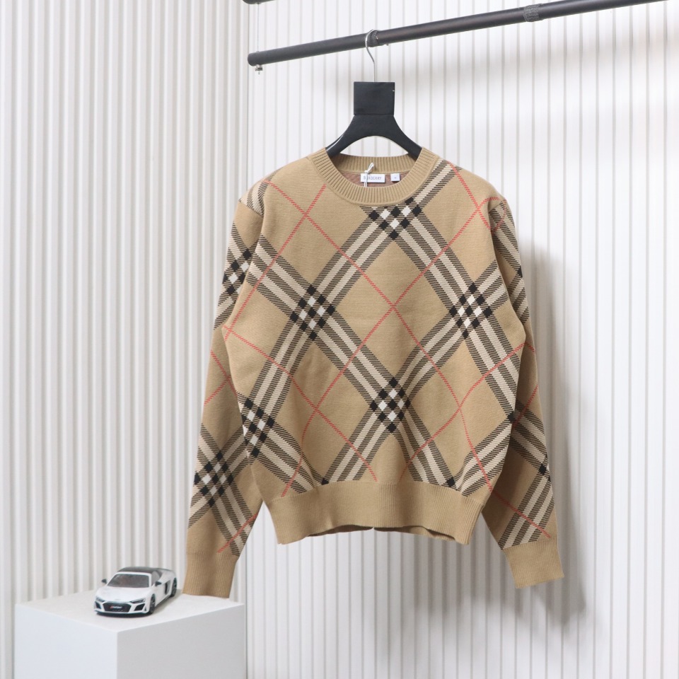 Burberry 24Fw Twill Crew Neck Knit Sweater