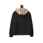 Burberry Check Hood Panel Double Zipper Hooded Jacket Black